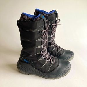 Teva Thinsulate Black Grey Waterproof Fabric Rubber Winer Rain Boots size 5
